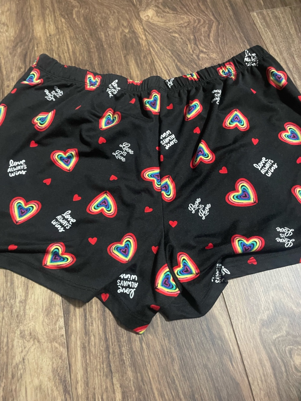 Secret Treasures Black Rainbow Heart Print Pajama Shorts